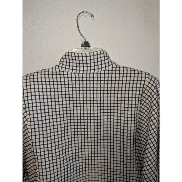 Women's Cabi | 3173 Windowpane Jacket Blazer Funnel Neck 3/4 Sleeves Button Up M