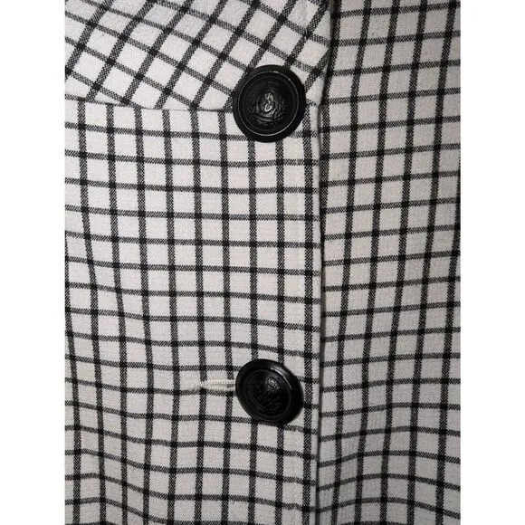 Women's Cabi | 3173 Windowpane Jacket Blazer Funnel Neck 3/4 Sleeves Button Up M