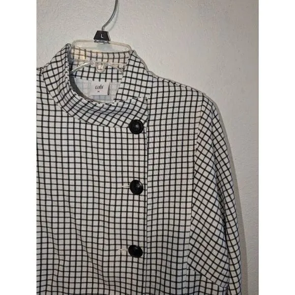 Women's Cabi | 3173 Windowpane Jacket Blazer Funnel Neck 3/4 Sleeves Button Up M