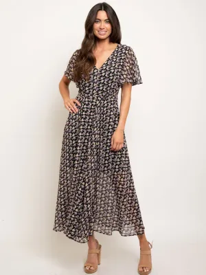 WOMEN'S FLORAL V-NECK MAXI DRESS