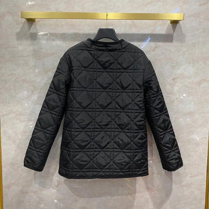 Women's High quality Vintage V-neck padded coat