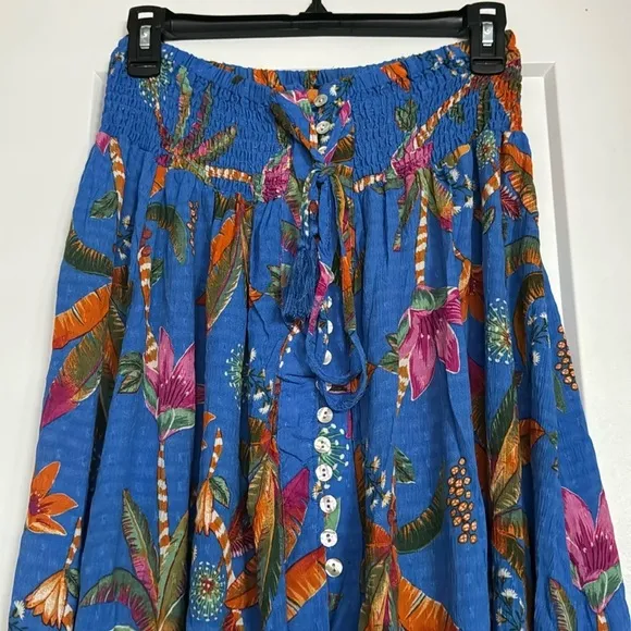 Women’s Tropical Palm Leaf Summer High Waisted Maxi Skirt NEW Large