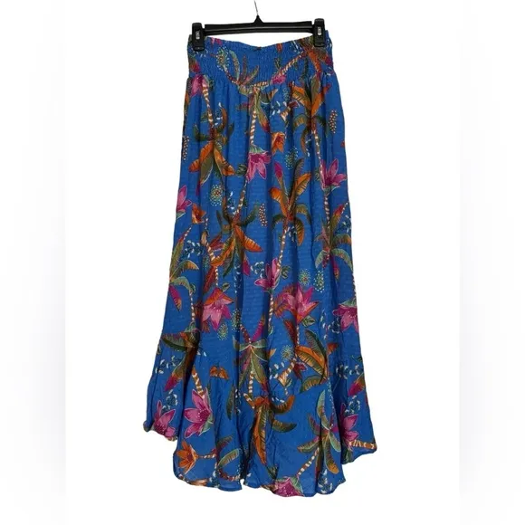 Women’s Tropical Palm Leaf Summer High Waisted Maxi Skirt NEW Large