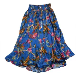 Women’s Tropical Palm Leaf Summer High Waisted Maxi Skirt NEW Large