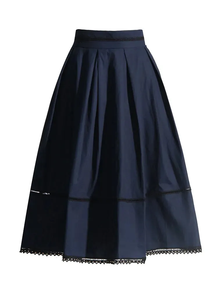 Women's Two Piece Skirt Set Short Sleeve Top & High Waist A-Line Casual Skirt Set