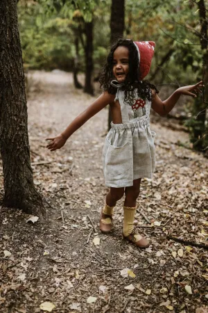 Woodland Mushroom Hand Embroidered 3 Piece Pinafore or Sunsuit