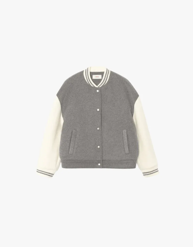 Xirena Varsity Jacket in Gravel Chalk