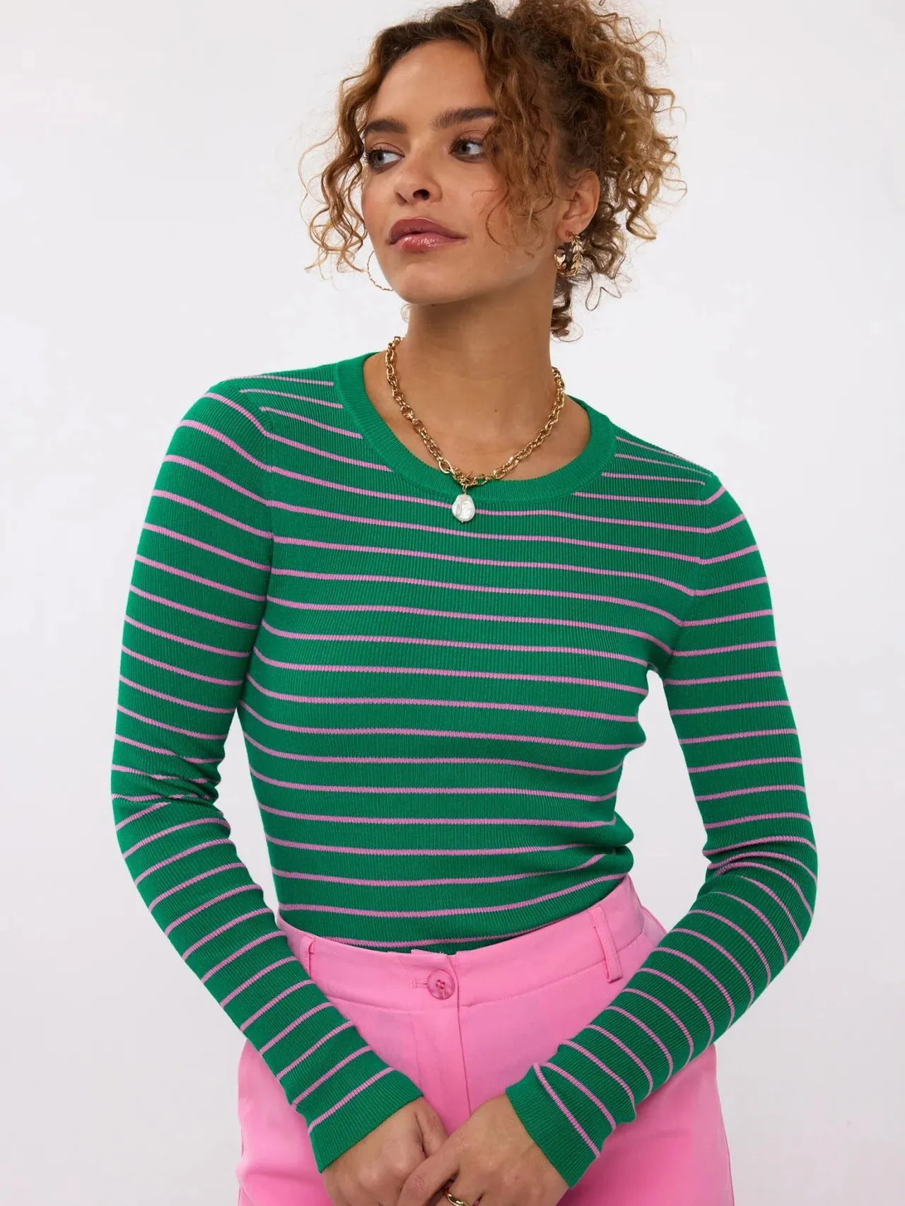 Ydence Knitted top Devina green pink