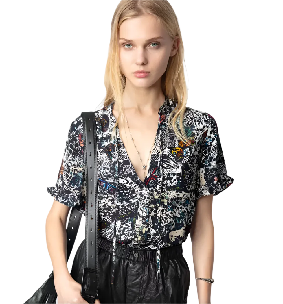 Zadig & Voltaire - Tafiz Butterfly Print Top - Encre