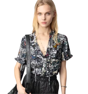 Zadig & Voltaire - Tafiz Butterfly Print Top - Encre