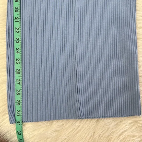 Zara Ribbed High Waisted Midi Light Blue Skirt Size M