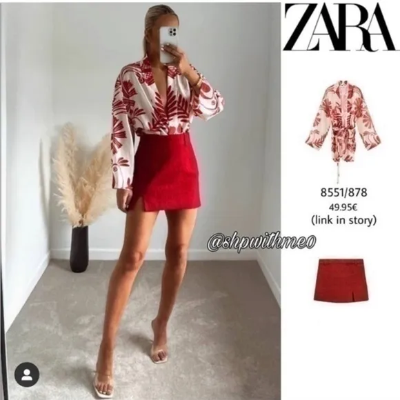ZARA Texture slit skirt 8558/502